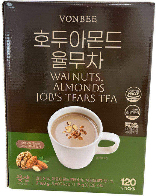 코스트코 본비 호두 아몬드 율무차, 1개, 120개입, 80g
