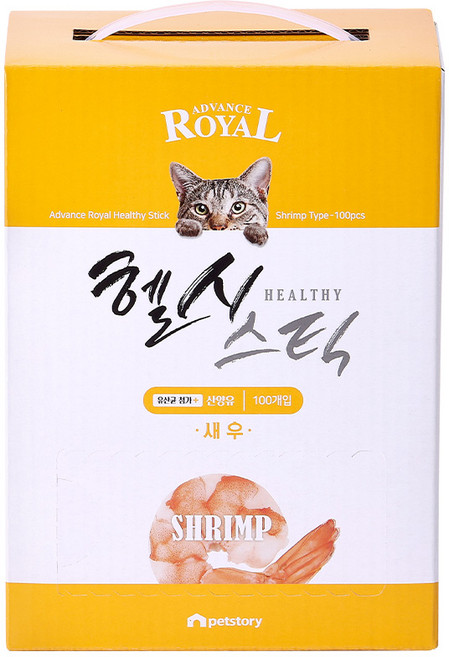 로얄 헬시스틱 대용량짜먹는고양이간식, 100개, 10g, 새우