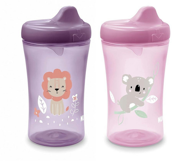 NUK 액티브 하드 스파우트 시피 컵 283.5g(10온스) 1팩 9개월 이상, Contemporary, Lion & Koala