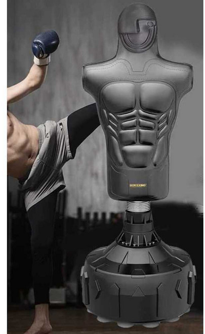 사람모양 샌드백 복싱 펀치백 더미 펀칭백 조절형, 3. 블랙 가죽 얼굴형 (165-185cm)