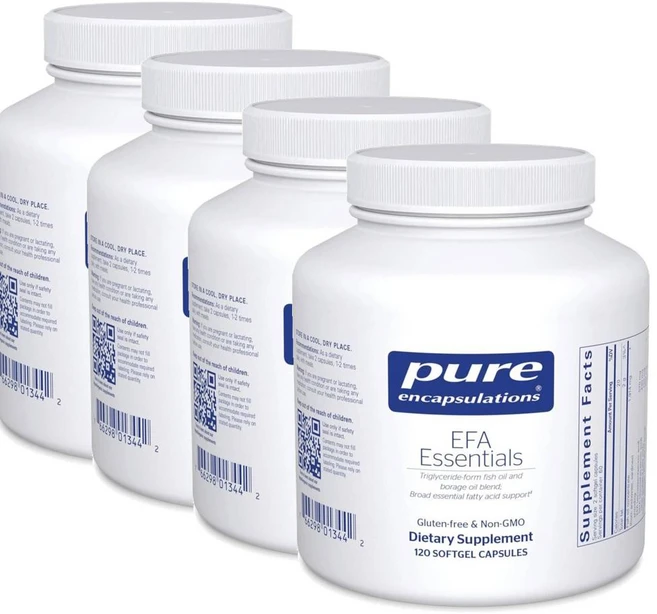퓨어인캡슐레이션 EFA 에센셜 피쉬오일 보리지오일 블렌드 소프트젤 Pure Encapsulations, 120정, 4개 - 쿠팡