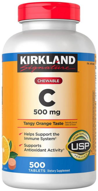 미국 코스트코 커클랜드 츄어블 비타민C 500mg 500정, 1개, 250회분