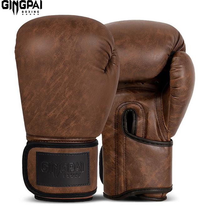 GINGPAI 징파이 빈티지 복싱글러브 남녀공용 손목보호 강화 충격흡수 복싱글러브 GGFG, 1세트, brown