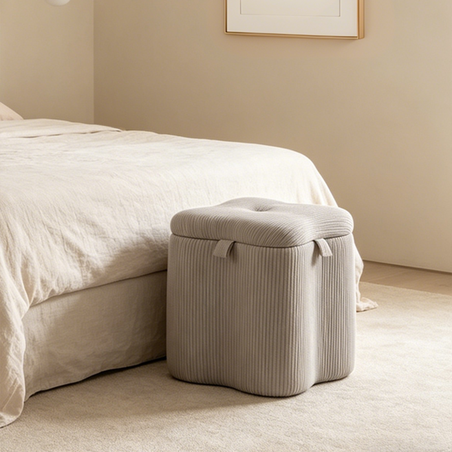 클로버 스툴 낮은 의자 화장대 거실 현관용 감성 스툴 의자, 1개, 그레이