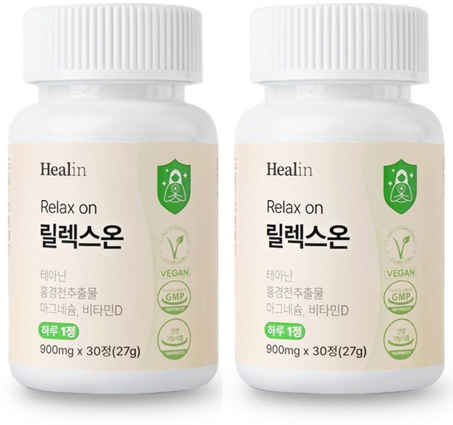 힐린 릴렉스온 스트레스 긴장완화 테아닌 홍경천 마그네슘 영양제, 30정, 2박스