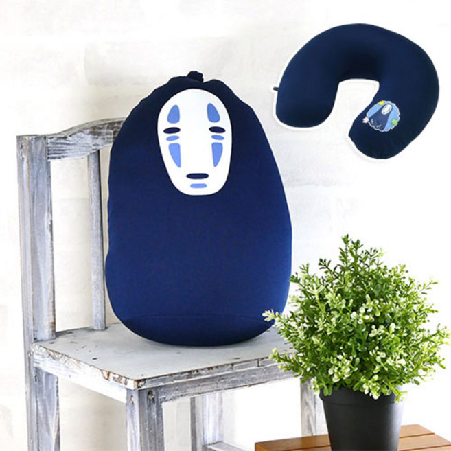 (일본직수입) 지브리 센과 치히로 가오나시 2way 목쿠션 인형 목베개 겸용