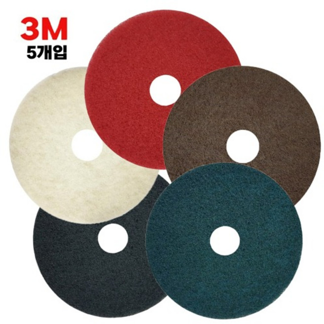 3M 마루광택기 돌돌이 패드 1박스(5개) 바닥 광택 세척 오염 클리너 플로어패드, 흑색
