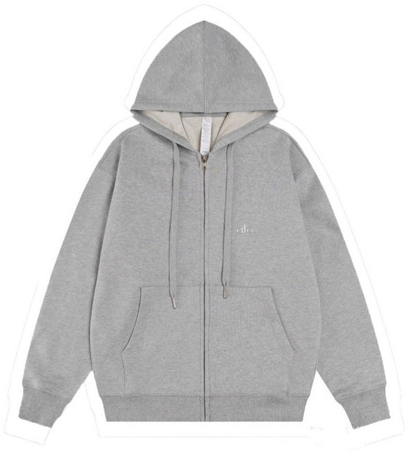 [병행 수입품] [Alo Yoga] Accolade Full Zip Hoodie (JP XL 2XL Long Grey) 파커 알파벳