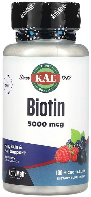 KAL 비오틴 혼합 베리 5000mcg 마이크로 정제 100정 CAL-96458, 1개 - 쿠팡