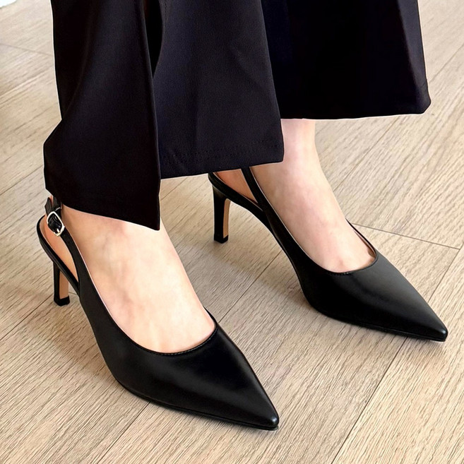 꼼지락 스틸레토 슬링백 힐 7CM