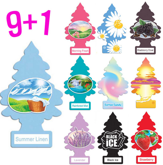 리틀트리 종이 방향제 9+1 믹스 차량용 방향제 (총 10개) 믹스 종이방향제 디퓨져 미국산, 1세트