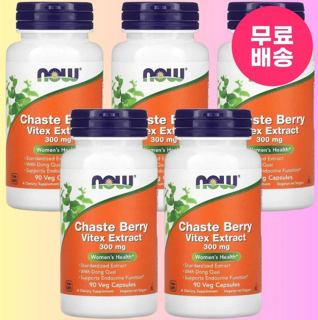 나우 푸드 체이스트베리 바이텍스 추출물 300mg 베지 캡슐 90정 5개 - 쿠팡