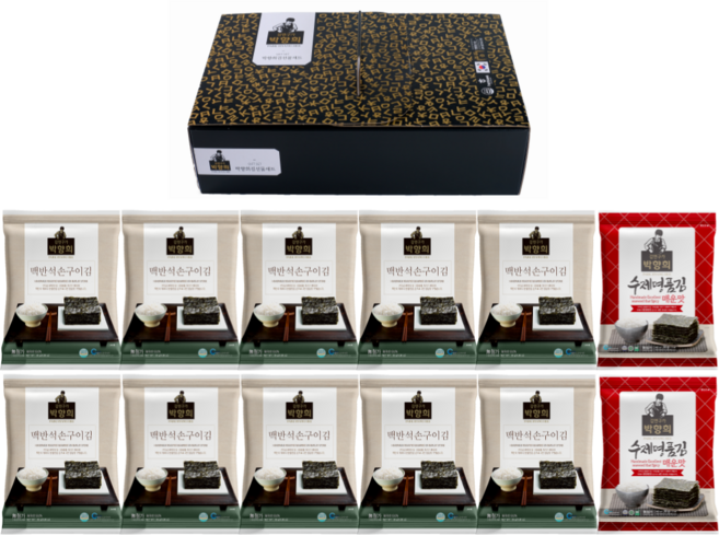 박향희김 명품수제김 선물세트 5호 맥반석손구이김 22.5g x 10봉 수제명품김매운맛 24g x 2봉, 1박스