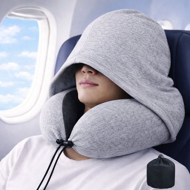 글로윅 메모리폼 접이식 여행휴대용 후드 목베개