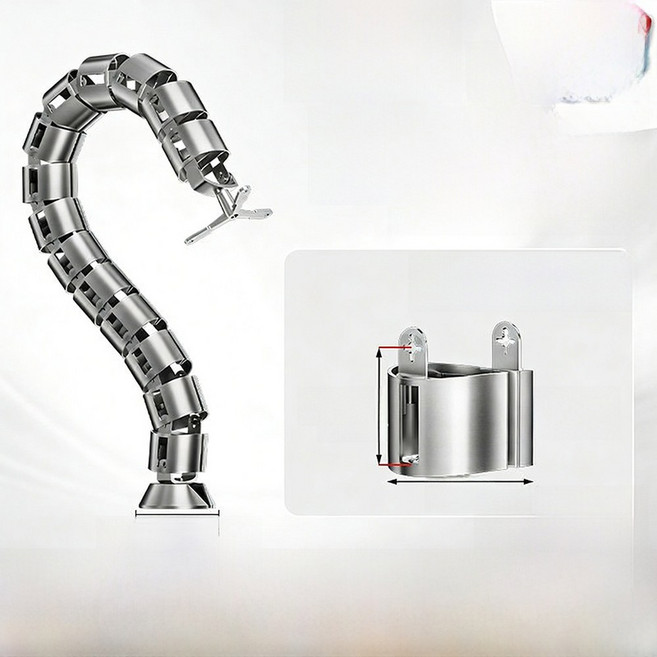 두꺼운 스네이크 파이프 사무실 책상 케이블 회의 배선 슬롯 정리함 테이블 플라스틱 숨김형, 수출 원형 스네이크 튜브 (1개입) 실버 79cm 길이