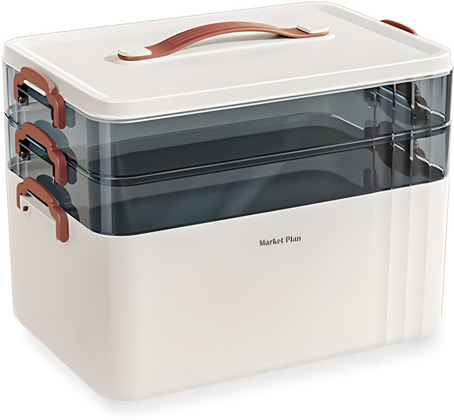 마켓플랜 대용량 3단 구급상자 약통 케이스 화이트, 1개