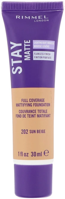 Rimmel London 스테이 매트 풀 커버리지 매티파잉 파운데이션 202 썬 베이지 1fl oz(30ml) 2팩, 1개 - 쿠팡
