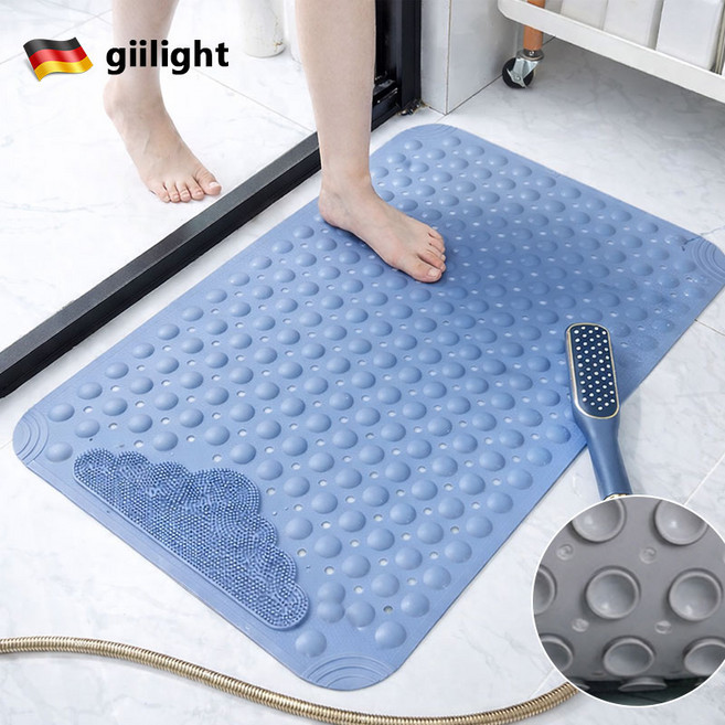 giilight 욕실 미끄럼방지매트 안전 발매트 화장실 욕조 항균 물빠짐 바닥매트, 하늘색, 1개