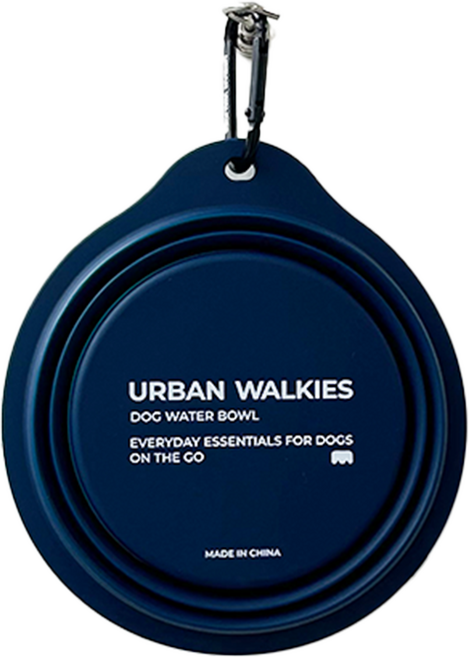 어반워키스 강아지 휴대용 접이식 실리콘 물그릇 350ml, 1개, 네이비