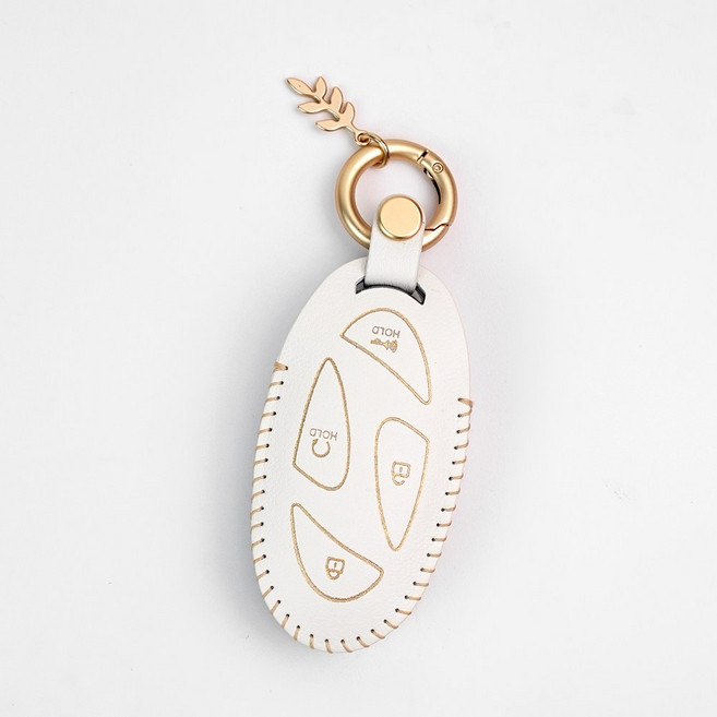 MODACE 2023-2025 현대 호환 소가죽 자동차 스마트키케이스, 케이스만, 5버튼 화이트