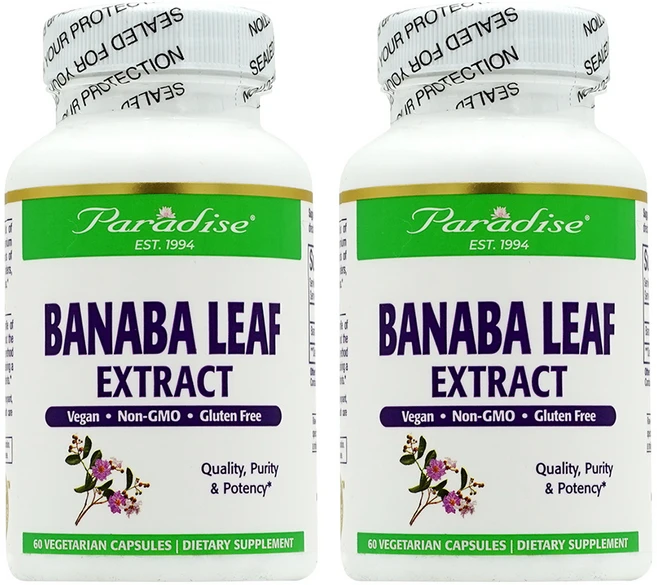 파라다이스허브 고용량 바나바잎 추출물 코로솔산 250mg 60캡슐 2개, 60정 - 쿠팡