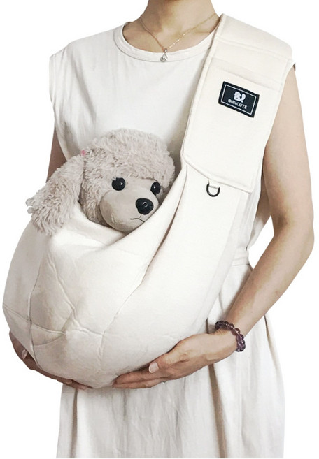 비비큐트 강아지 슬링백 안전하고 어깨편한 애견 슬링백 포대기, 1개, 베이지