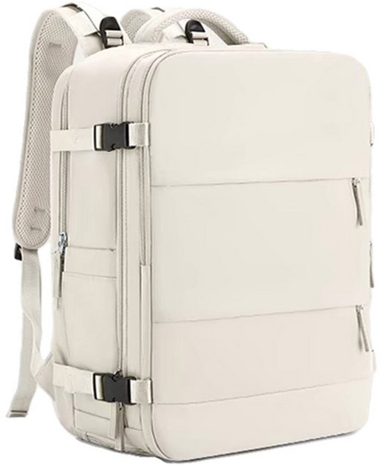 大容量登機背包 旅行收納多功能隔層 輕量化時尚簡約, 奶油白