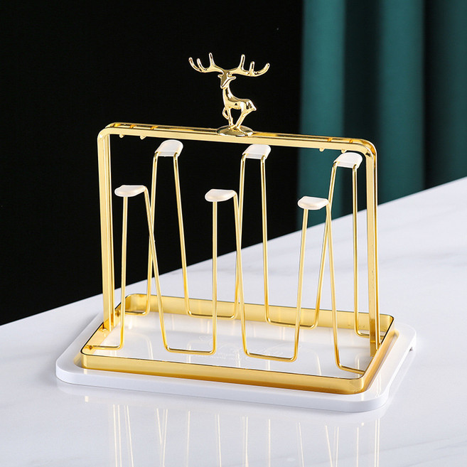 이오라 모던 엘크 골드 컵걸이 건조대 6P, 1개, 화이트