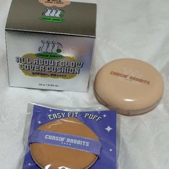 [톤업크림/파데프리선쿠션] 체이싱래빗 올어바웃 글로우 커버 선쿠션 15g(+핑거퍼프), 15g, 1개