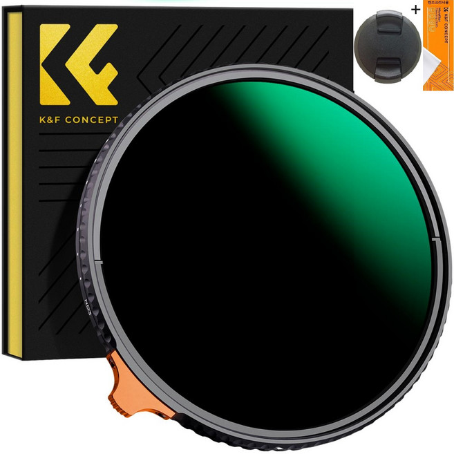 K&F Concept 77mm NANO-X ND3-ND1000 가변 ND 필터 /렌즈크리너융 /캡포함/ 8K AGC Glass Fader ND3-1000 Filter + Cap, 1개