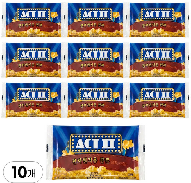 트레이더스 액트투 팝콘 버터맛 영화관 맛 그대로 전자레인지용 간편 간식, 78g, 10개