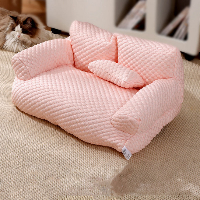 HANTAO 고양이 강아지 여름 쿨링 구름소파 대형, 핑크
