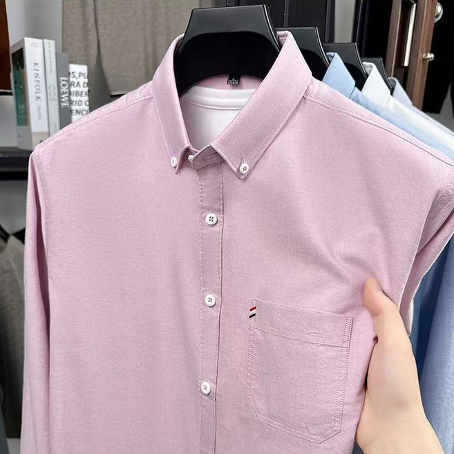 J nd O남성 봄 가을 퓨어컬러 캐주얼 긴팔 셔츠