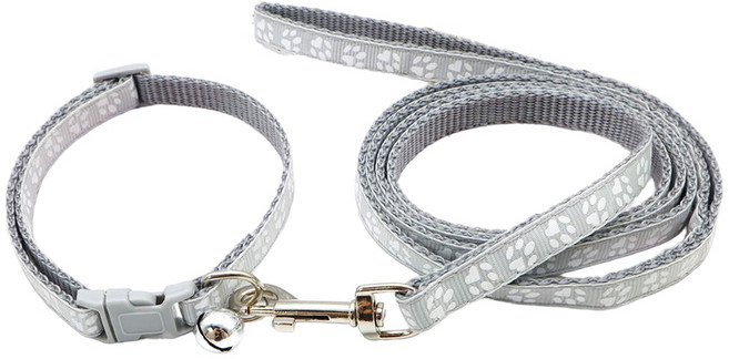 퍼플펫 반려동물 초경량 목줄 + 리드줄 세트, 회색, 1개