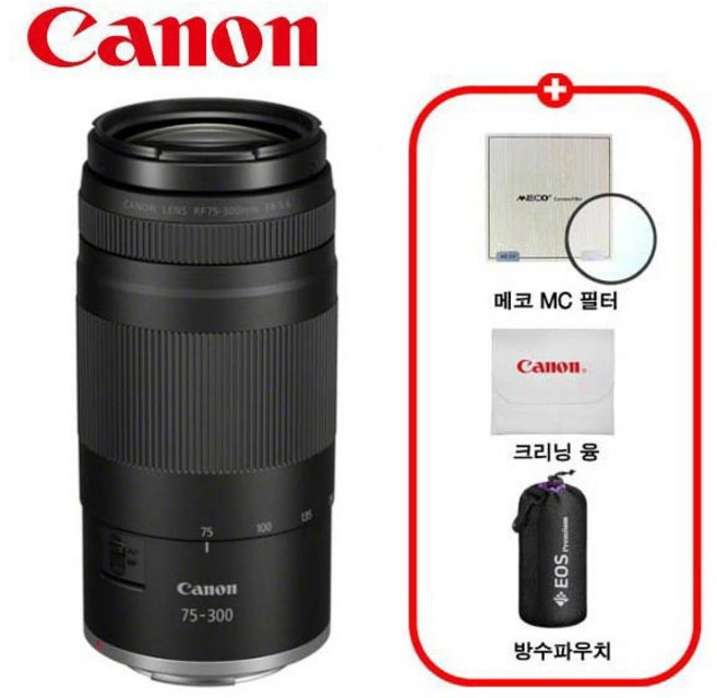 캐논 정품 RF 75-300mm F4-5.6 렌즈 / MCUV필터+극세사융+렌즈파우치 / TJ