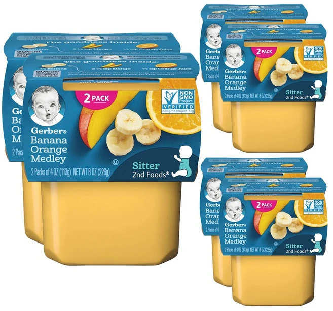 거버 어린이 과일퓨레 113g, 바나나 + 오렌지 메들리, 12개 - 쿠팡