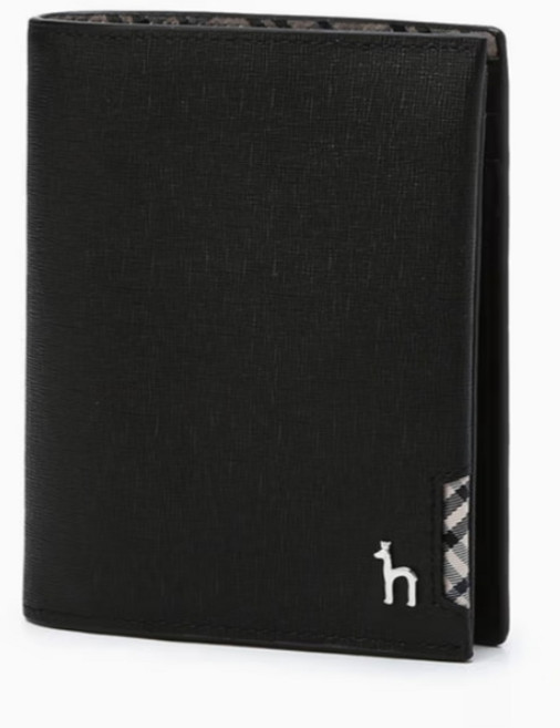 [AK분당점] [헤지스] [CHESTER] 블랙 체크장식 소가죽 중지갑 HJWA4E295BK