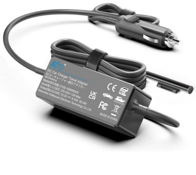 KFD 15V 6.33A 자동차 충전기 12V - 24V DC 어댑터 Microsoft Surface Book 3 2 1 Go 4 Laptop 7 6 5 Pro 11 10 X, KFD 15V 6.33A 자동차 충전기 12V - 24
