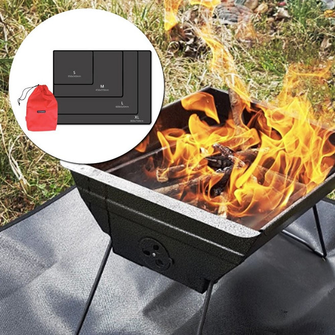 캠핑 화로대 파이어 방염매트 블랙 M