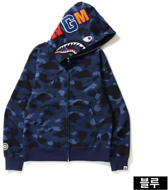 상어 후드 집업 지퍼 여성 위장 카모 패션 남성