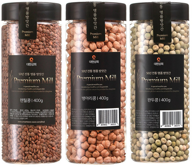대현상회 렌틸콩 병아리콩 완두콩 400g 3개 세트