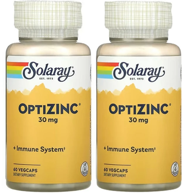 Solaray 솔라레이 옵티 아연 30mg OptiZinc, 2개, 60정 - 쿠팡