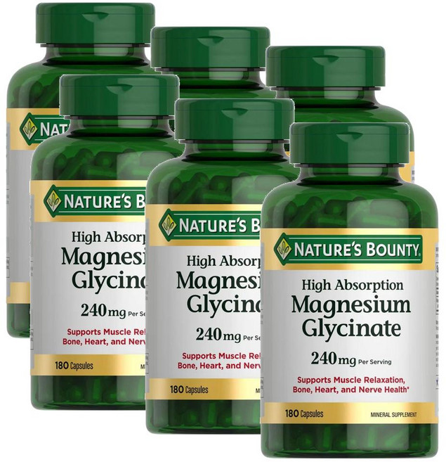 네이처스 바운티 마그네슘 글리시네이트 240mg 캡슐 Nature's Bounty Magnesium Glycinate, 6개, 180정