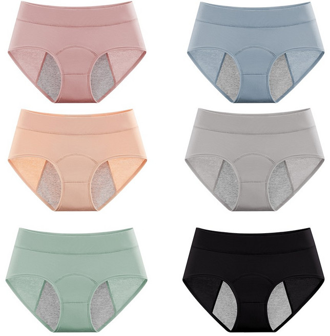 POPSONIC 여성 코튼 방수 생리 팬티 샘방지 위생팬티 6P