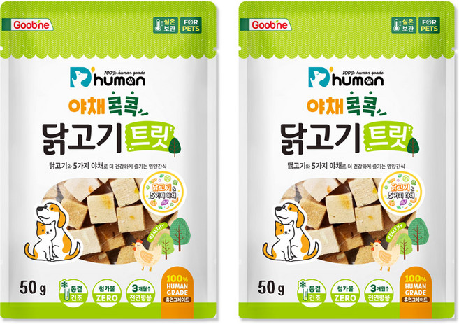 듀먼 야채 콕콕 닭고기 트릿, 2개, 50g