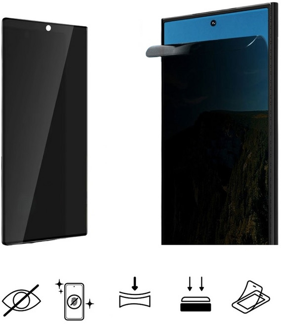 갤럭시 노트10플러스 필름 SM-N976 풀커버 이지하이블 3IN1 프라이버시 사생활 보호 지문방지 우레탄 액정 (초음파 지문인식 가능) 보호 커버, 1개