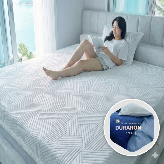 국산 듀라론냉감패드 침대 쿨매트 고정밴드 아기냉감, 그레이