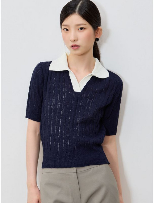 10위 - 리스트 스칼렛 썸머 배색 카라 니트 택가격 118000원
