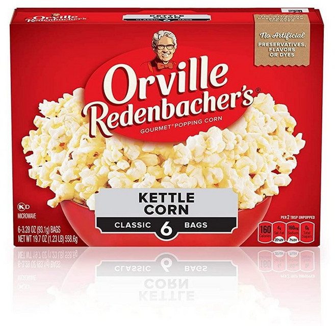 Orville Redenbacher's Kettle Corn 전자레인지 팝콘 93g(3.3온스) 6개입, 558g, 1개