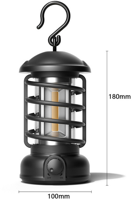 充電式復古風野營燈, L803B黑色 電池款 100*185mm, 1個